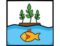 Aquaponics illustration showing fish and plants