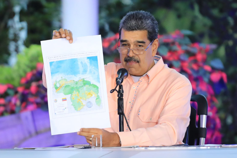 Maduro show off December 2023 map of Venezuela.