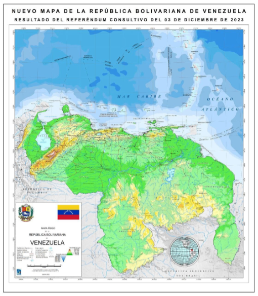 Venezuela's new map including Guayana Esequiba.