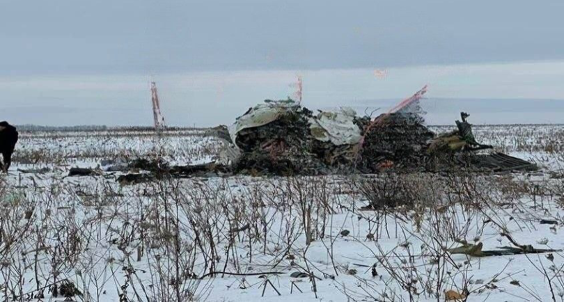 Crash site of the Russian Il-76 military transport aircraft shot down by Ukraine on January 24, 2024.
