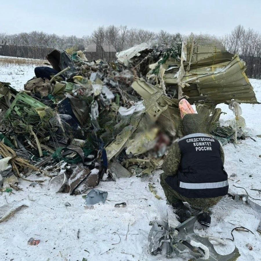 Close-up of the crash site for the Il-76 military aircraft.