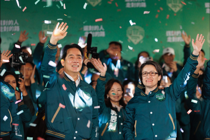 Taiwan's President-Elect Lai Ching-te and Vice-President Elect Bi-khim Hsiao celebrate their election