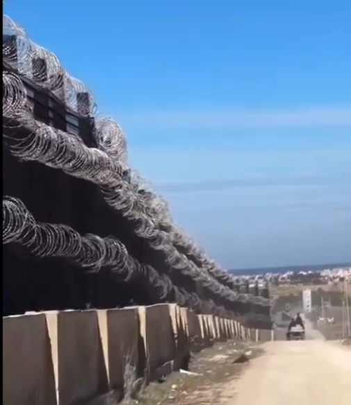 Egypt's barbed-wire border wall with Gaza.