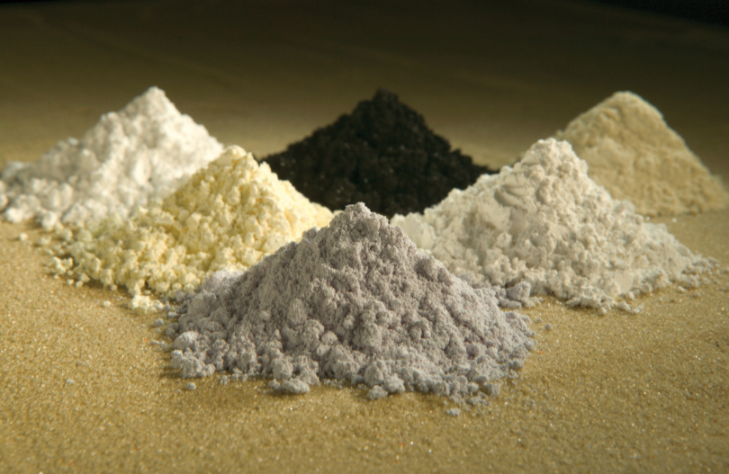 Praseodymium, cerium, lanthanum, neodymium, samarium, and gadolinium.