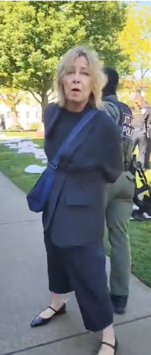 Noelle McAfee being arrested at the Emory University Protests on April 24, 2024.