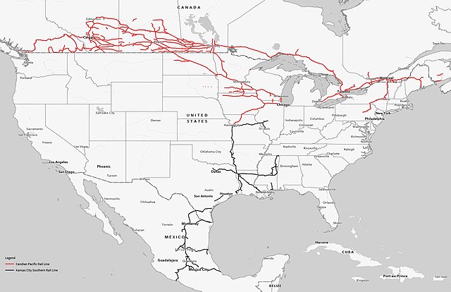 Canadian Pacific Kansas City (CPKC) Railway Map.