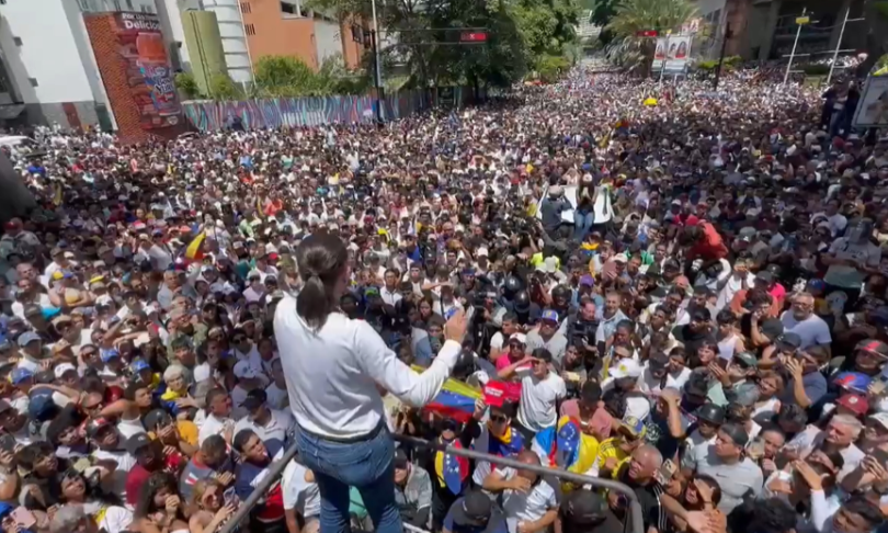 María Corina Machado, head of the Plataforma Unitaria party in Venezuela.